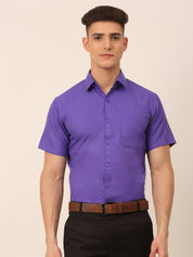 Men's Cotton Solid Half Sleeves Formal Shirt - SF_811Voilet_S