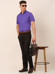 Men's Cotton Solid Half Sleeves Formal Shirt - SF_811Voilet_S