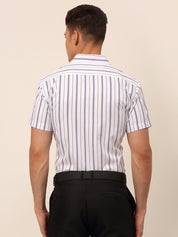 Men's Cotton Striped Formal Shirts - SF_822White_S