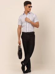 Men's Cotton Striped Formal Shirts - SF_822White_S