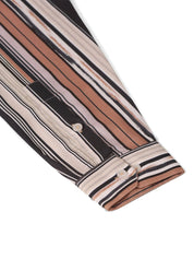 Men's Cotton Striped Formal Shirts - SF_832Brown_S