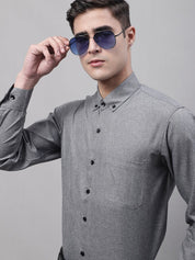 Men's Dark-Grey Cotton Solid Formal Shirt - SF_734Dark-Grey_S