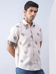 Men's Embroidered Cotton Casual Shirt - SF_972Beige_S