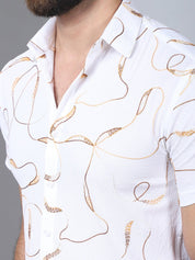 Men's Embroidered Cotton Casual Shirt - SF_960White_S