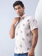 Men's Embroidered Cotton Casual Shirt - SF_972Beige_S