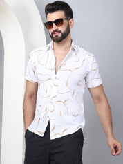 Men's Embroidered Cotton Casual Shirt - SF_960White_S