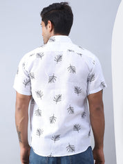 Men's Embroidered Cotton Casual Shirt - SF_972White_S