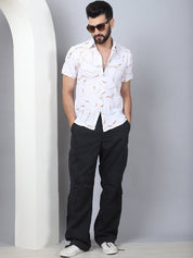 Men's Embroidered Cotton Casual Shirt - SF_960White_S