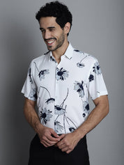 Men's Floral Printed Formal Shirts - SF_896White_S