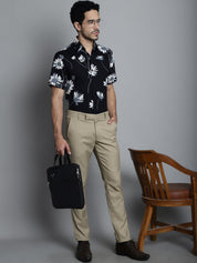 Men's Floral Printed Formal Shirts - SF_896Black_S