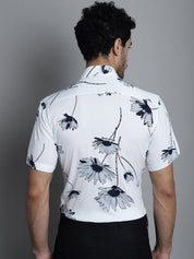 Men's Floral Printed Formal Shirts - SF_896White_S