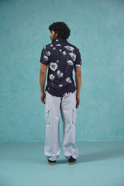 Men's Floral Printed Formal Shirts - SF_896Navy_S