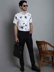 Men's Floral Printed Formal Shirts - SF_896White_S
