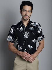 Men's Floral Printed Formal Shirts - SF_896Black_S