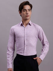 Men's Geomatric Printed Cotton Blend Formal Shirt - SF_889Light-Purple_S