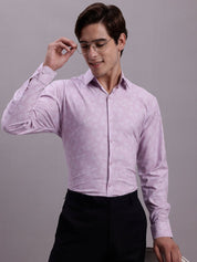 Men's Geomatric Printed Cotton Blend Formal Shirt - SF_889Light-Purple_S