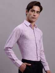 Men's Geomatric Printed Cotton Blend Formal Shirt - SF_889Light-Purple_S