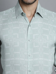 Men's Geomatric Printed Formal Shirts - SF_897Pista_S