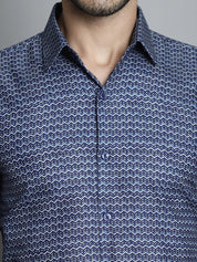 Men's Geomatric Printed Formal Shirts - SF_898Navy_S
