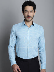Men's Geomatric Printed Formal Shirts - SF_897Sky_S