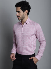 Men's Geomatric Printed Formal Shirts - SF_897Magenta_S