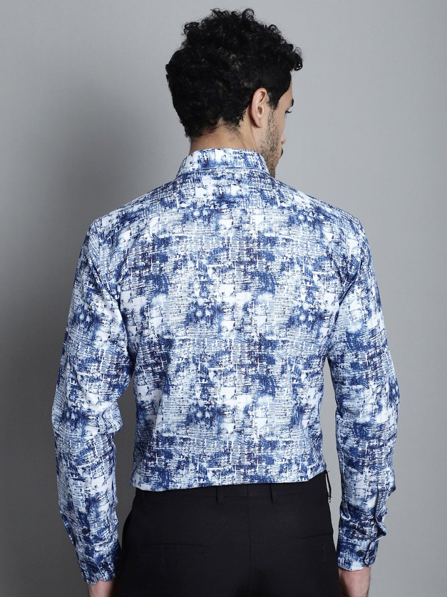 Men's Geomatric Printed Formal Shirts - SF_898Blue_S