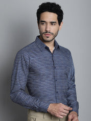 Men's Geomatric Printed Formal Shirts - SF_898Navy_S