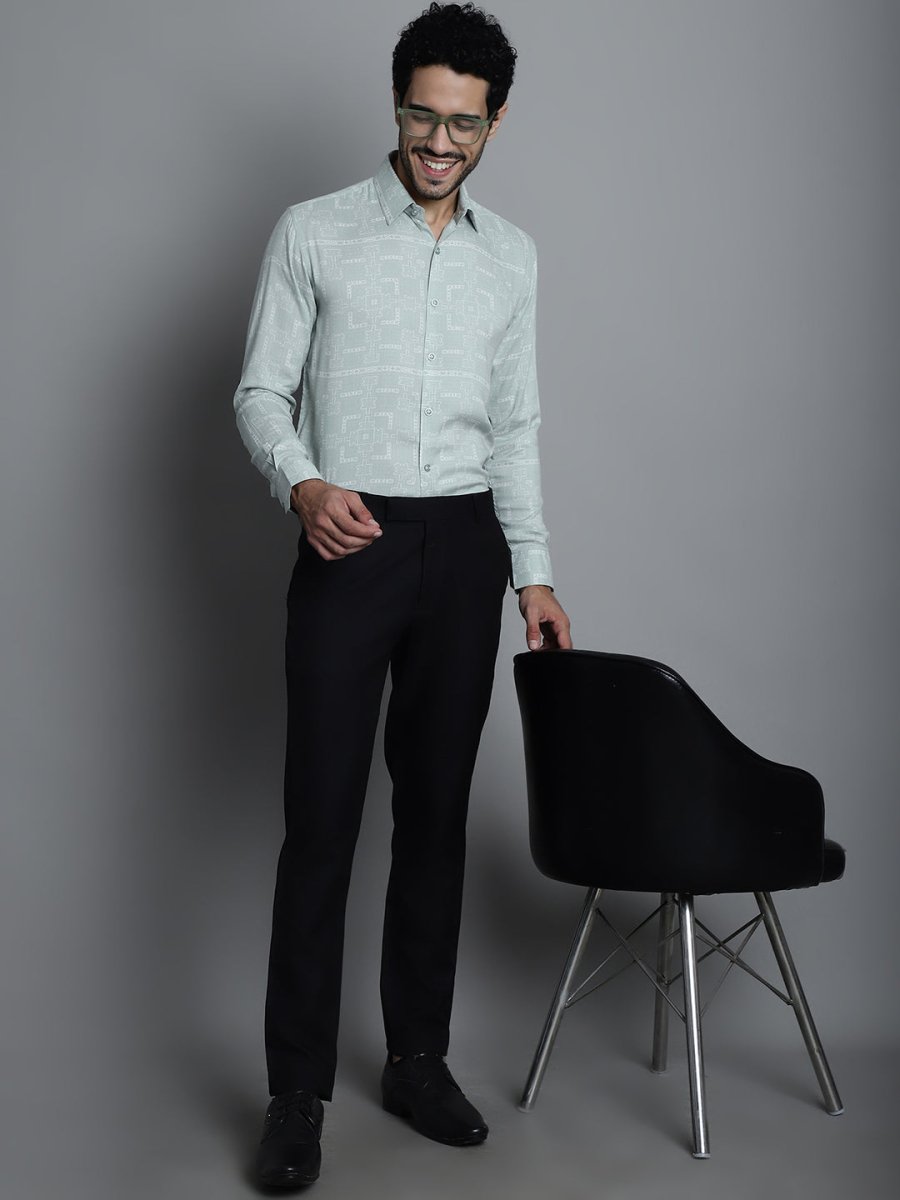Men's Geomatric Printed Formal Shirts - SF_897Pista_S