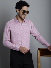 Men's Geomatric Printed Formal Shirts - SF_897Magenta_S