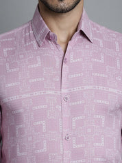 Men's Geomatric Printed Formal Shirts - SF_897Magenta_S