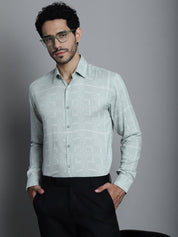 Men's Geomatric Printed Formal Shirts - SF_897Pista_S