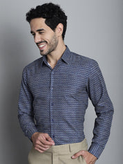 Men's Geomatric Printed Formal Shirts - SF_898Navy_S