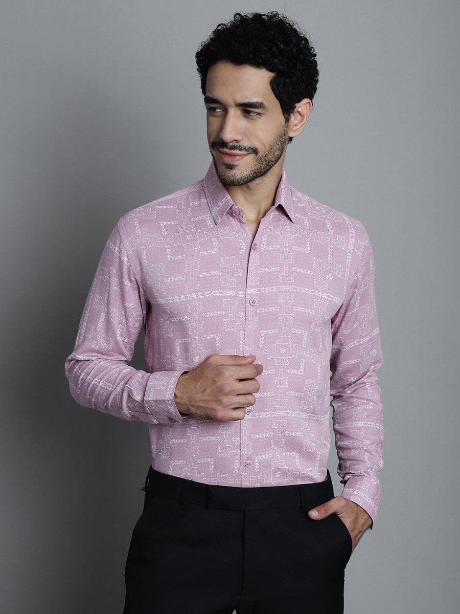 Men's Geomatric Printed Formal Shirts - SF_897Magenta_S