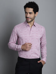 Men's Geomatric Printed Formal Shirts - SF_897Magenta_S