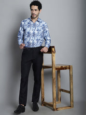 Men's Geomatric Printed Formal Shirts - SF_898Blue_S