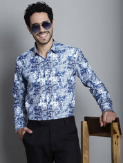Men's Geomatric Printed Formal Shirts - SF_898Blue_S