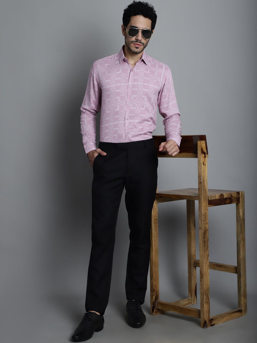 Men's Geomatric Printed Formal Shirts - SF_897Magenta_S