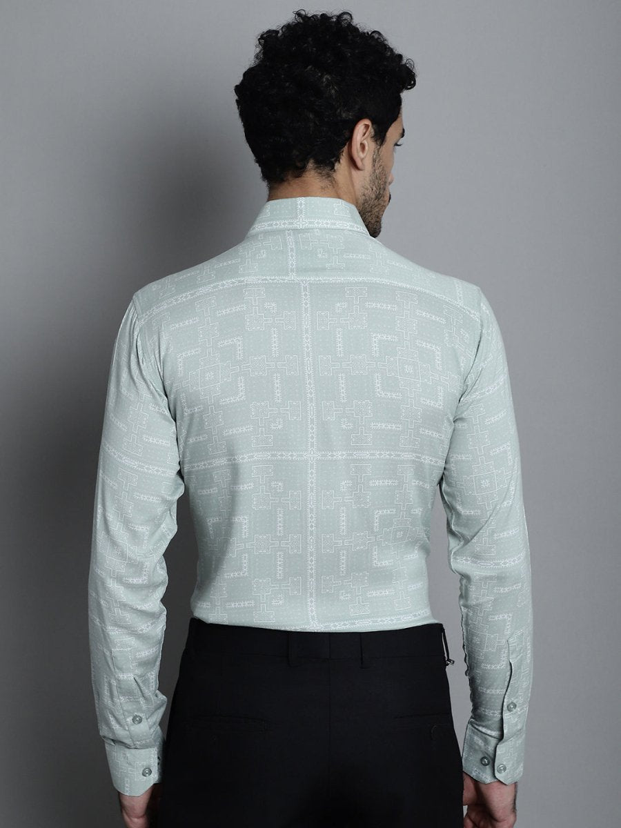 Men's Geomatric Printed Formal Shirts - SF_897Pista_S