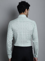 Men's Geomatric Printed Formal Shirts - SF_897Pista_S