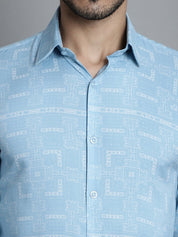 Men's Geomatric Printed Formal Shirts - SF_897Sky_S