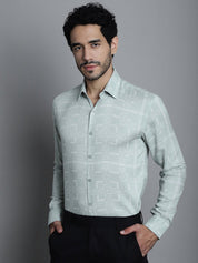Men's Geomatric Printed Formal Shirts - SF_897Pista_S