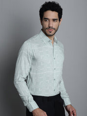 Men's Geomatric Printed Formal Shirts - SF_897Pista_S