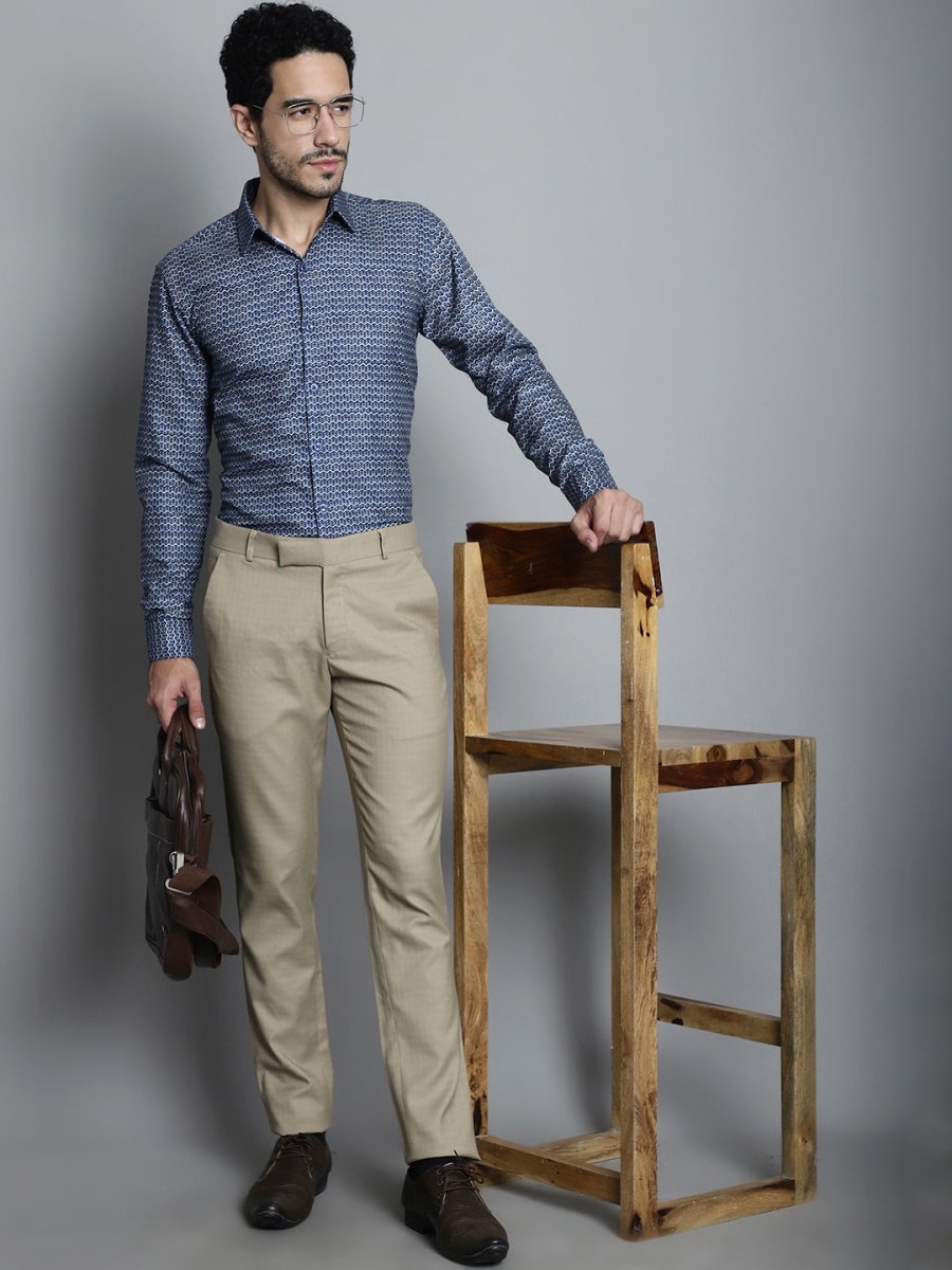 Men's Geomatric Printed Formal Shirts - SF_898Navy_S