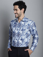Men's Geomatric Printed Formal Shirts - SF_898Blue_S