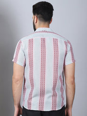 Men's Geometric Printed Cotton Casual Shirt - SF_959Red_S