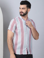 Men's Geometric Printed Cotton Casual Shirt - SF_959Red_S
