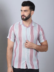 Men's Geometric Printed Cotton Casual Shirt - SF_959Red_S