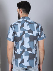 Men's Geometric Printed Cotton Casual Shirt - SF_961Grey_S