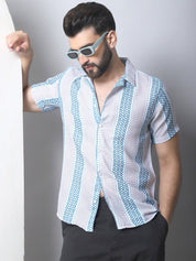 Men's Geometric Printed Cotton Casual Shirt - SF_959Green_S