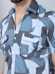 Men's Geometric Printed Cotton Casual Shirt - SF_961Grey_S